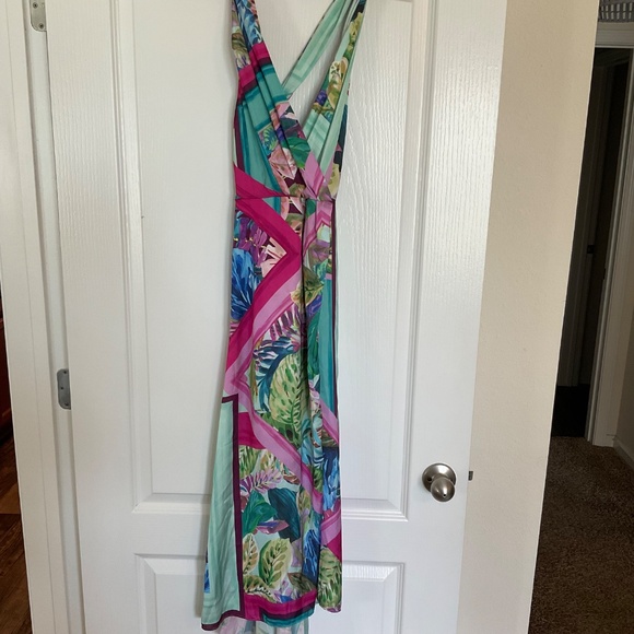 NWT, Zara Tropical Satin Midid Dress, Size Small - Picture 2 of 7